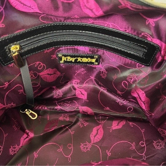 Betsey Johnson Satchel/Shoulder Bag Black Multi Colored Stones - Picture 15 of 16